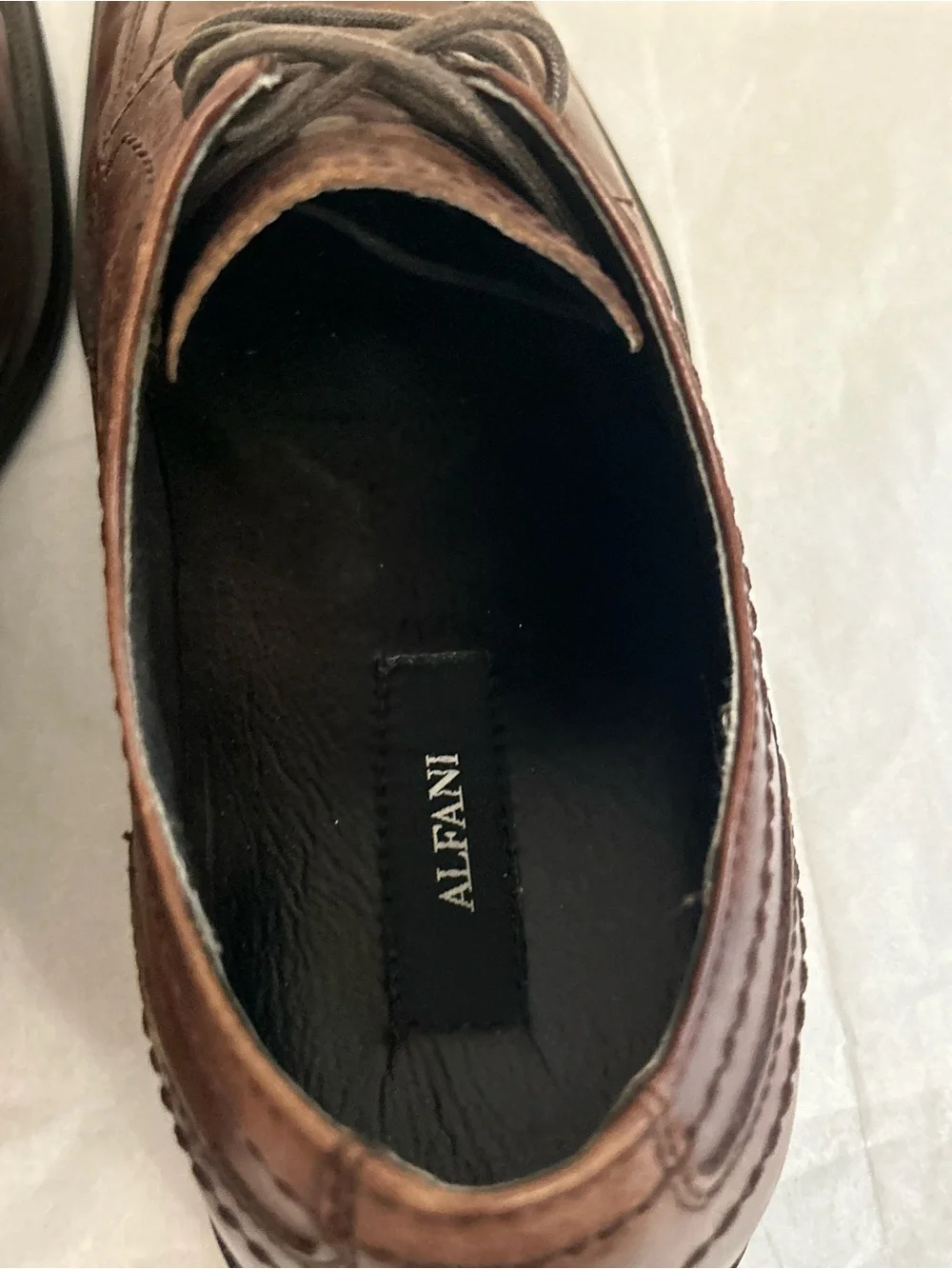 Alfani Like New Men's Brown Leather Square Toe‎ Lace-Up Dress Shoes